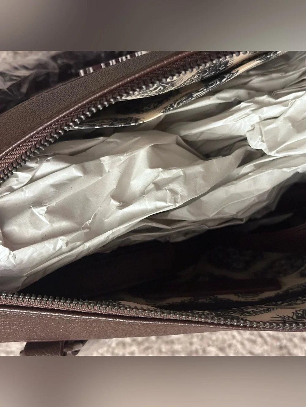 y2k Ed Hardy x Beyoncé brown satchel with pink floral and rhinestone accents